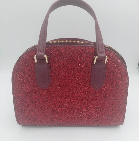 Kate Spade mini Reily Laurel Way glitter deep plum with matching card holder - Picture 5 of 12